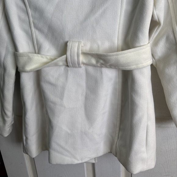 JOUJOU Ivory ColoredDouble Woven Layer Collared Button Peacoat Jacket Size Small - Picture 12 of 16